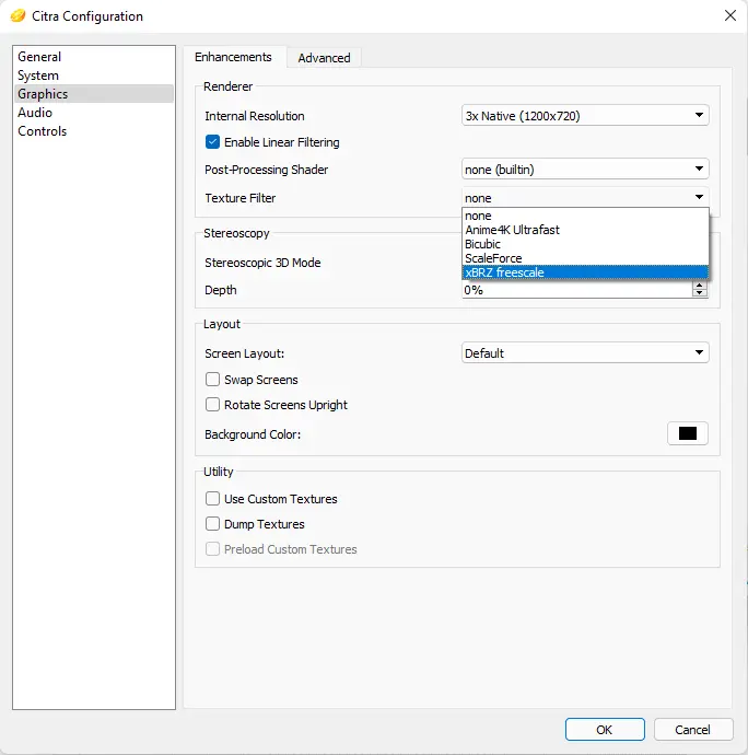 Citra configuration graphics