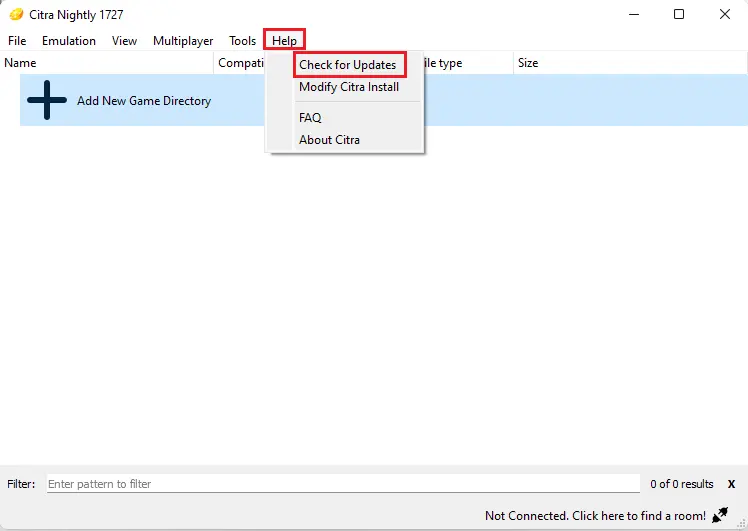 Citra emulator check for update