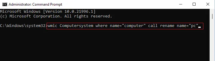 Command prompt rename PC