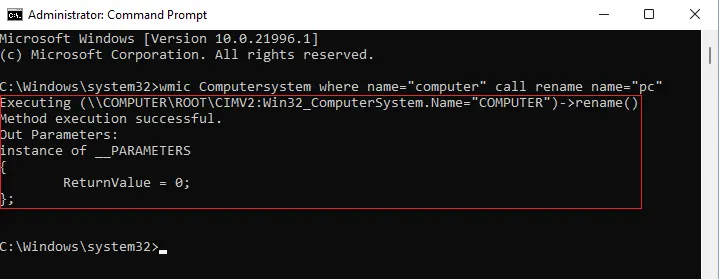 Command prompt rename computer