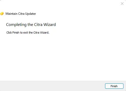 Completing the Citra wizard