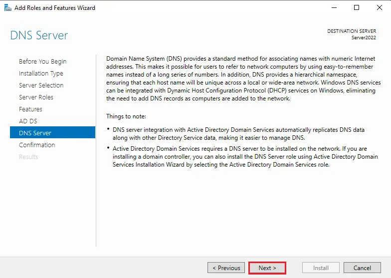 Configure DNS server services