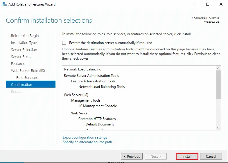 Confirm Network Load Balancing installation