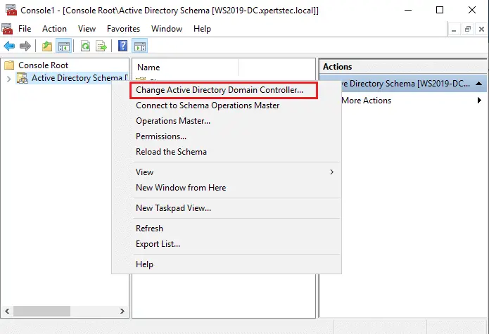 Console root change active directory