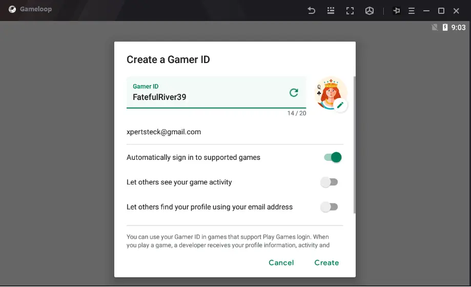 Create a caller ID install gameloop