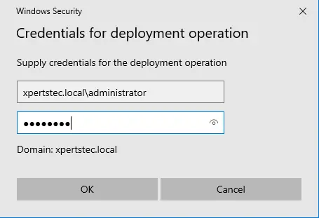 Credentials for deployment confirmation