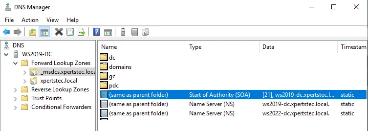 DNS manager msdcs