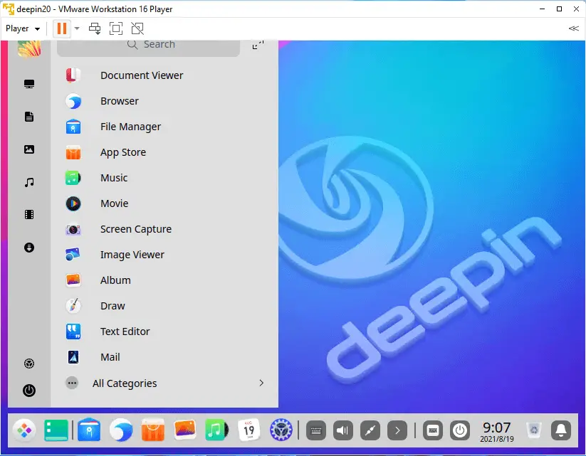 Deepin Start Menu