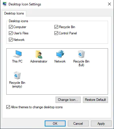 Desktop icon settings