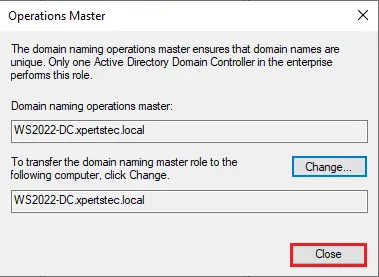 Domain naming operations master