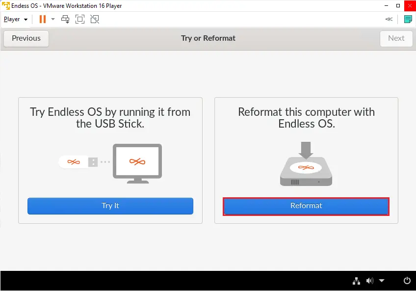 Endless OS 3 try or format