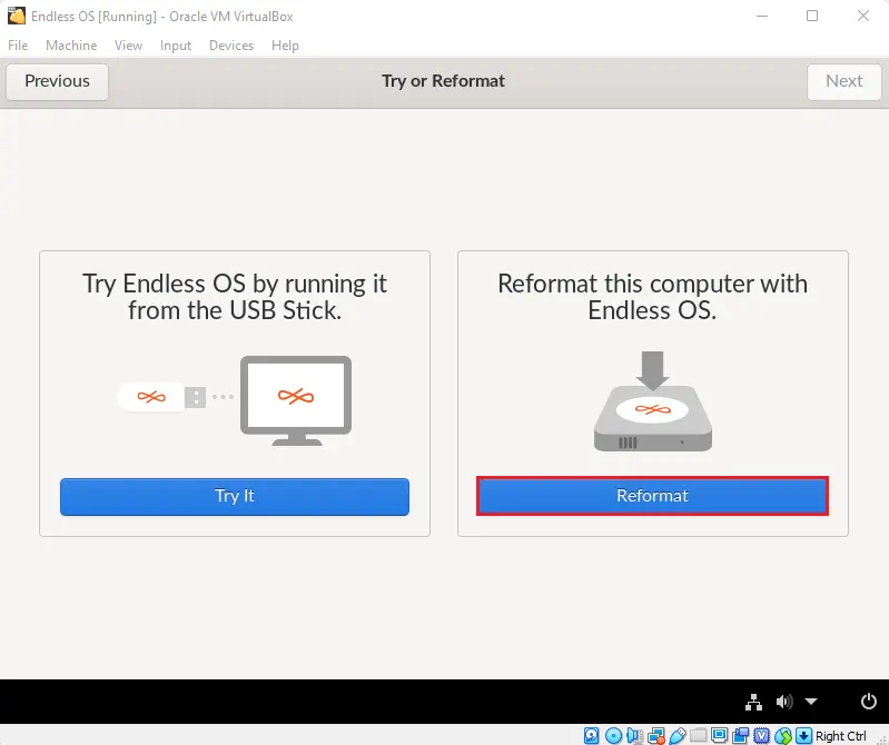 Endless OS 3 try or format