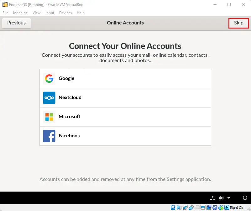 Endless OS online accounts