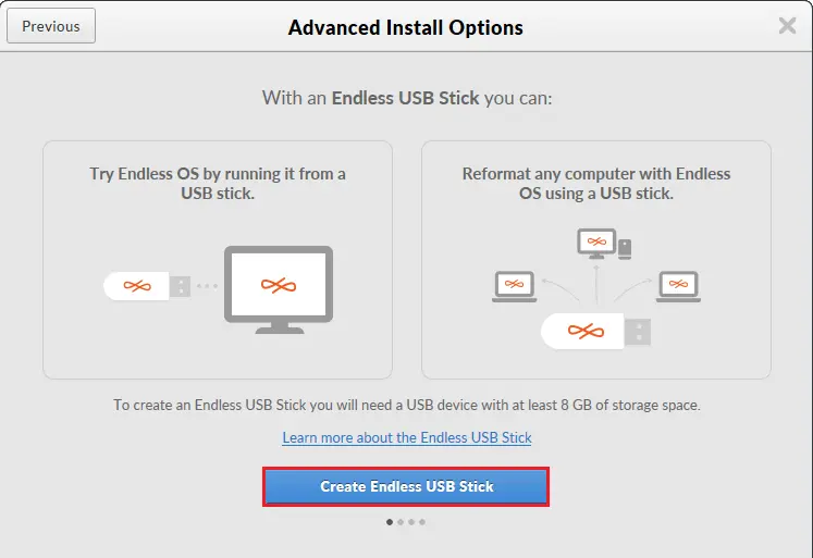 Endless advanced install option