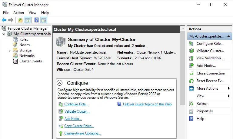 Failover cluster manager 2022