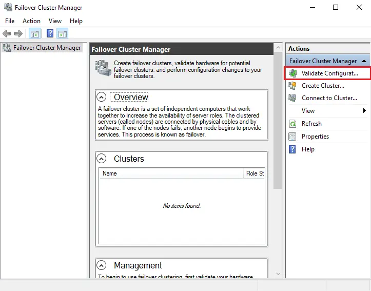 Failover cluster manager