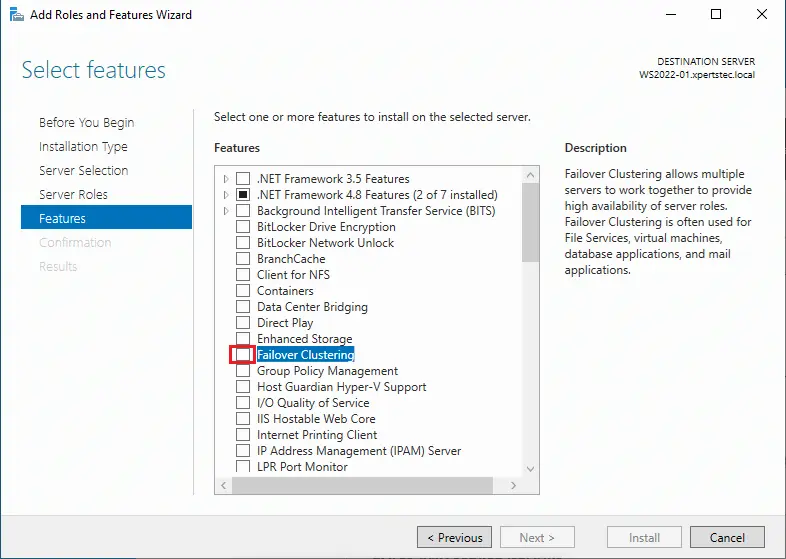 Feature failover clustering 2022