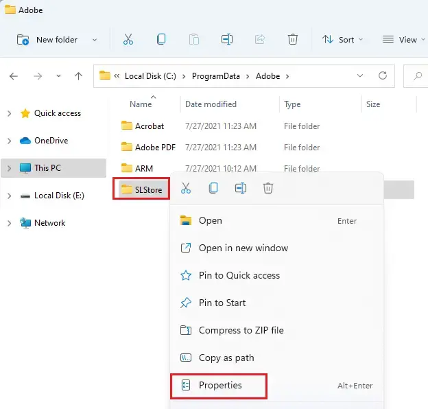 File explorer select folder properties