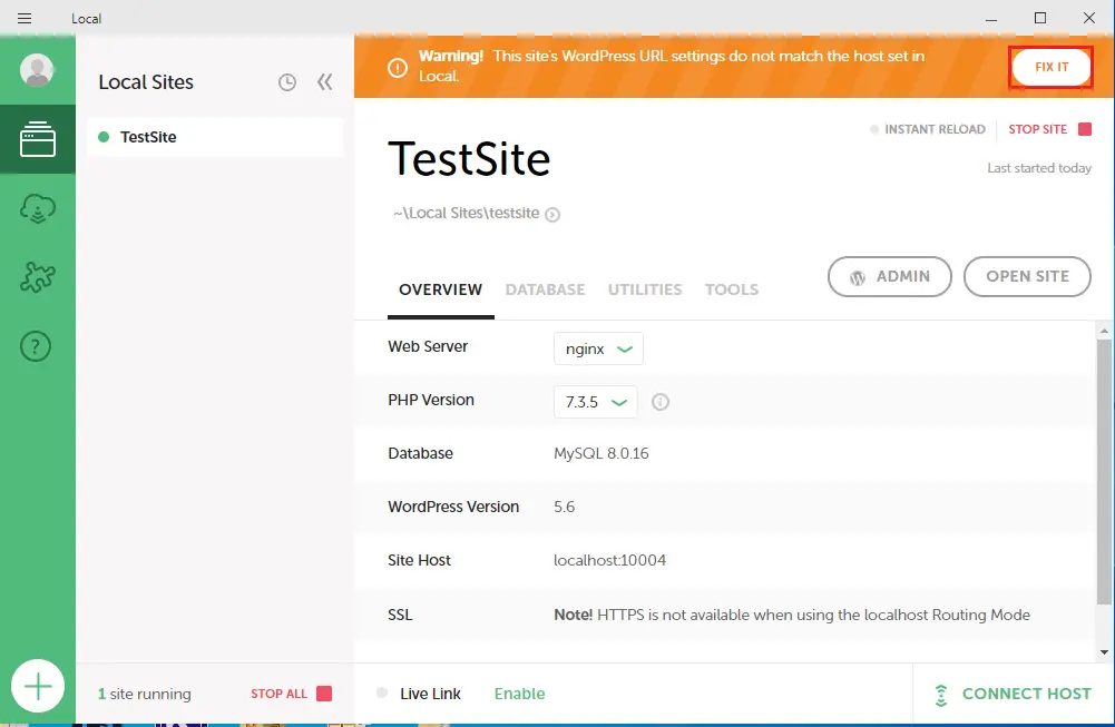 Flywheel settings do not match the host set in local