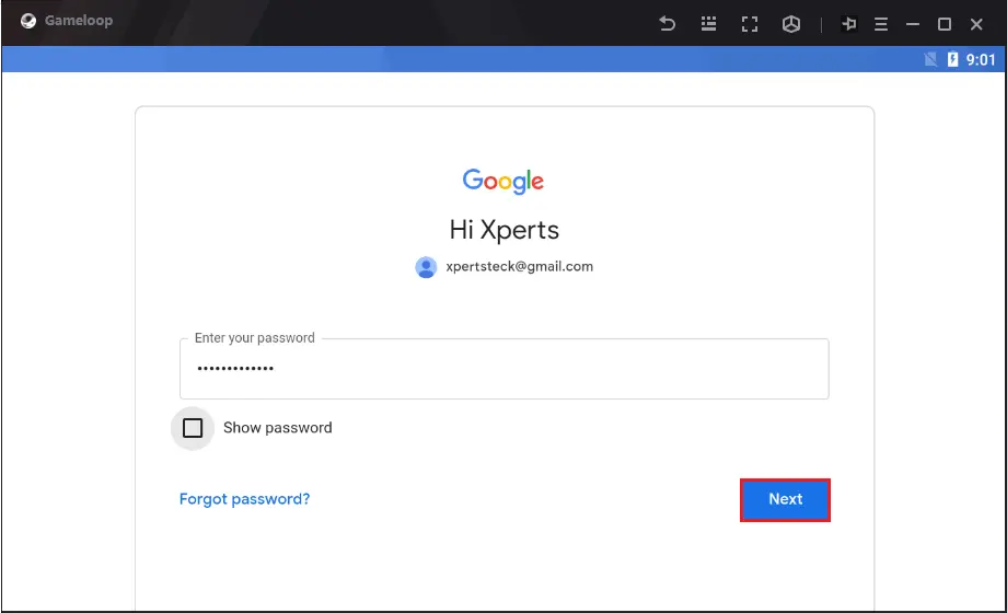 Gameloop google account credentials