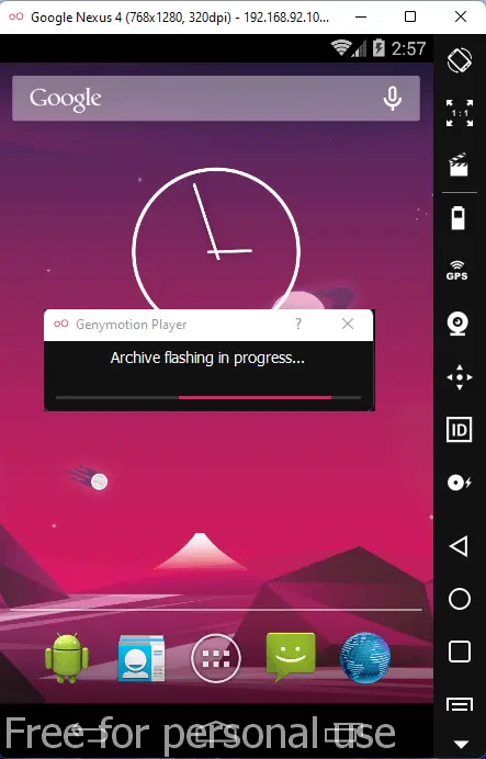 Genymotion player archive flashing