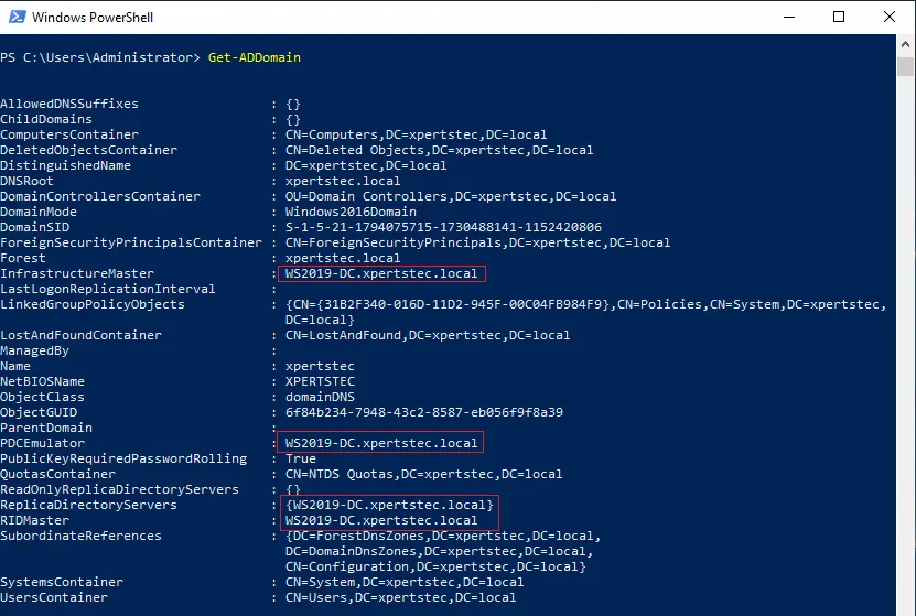 Get-ADDomain PowerShell