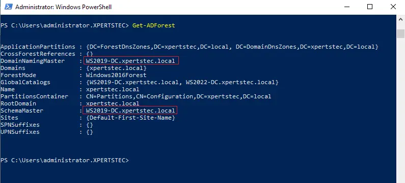 Get-ADForest PowerShell