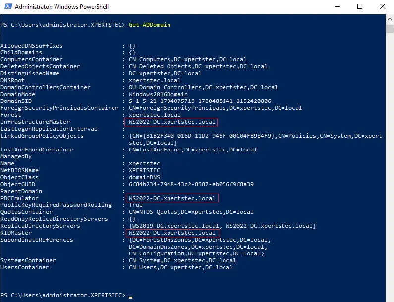 Get-ADdomain PowerShell