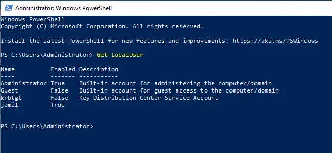 Get-localuser command