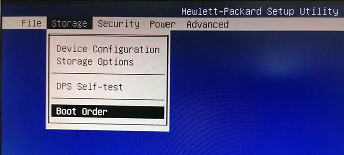 Hewlett Packard setup utility