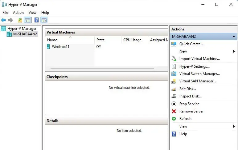 Hyper-V manager windows 11