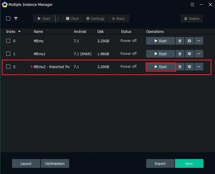 Imported multiple instance manager