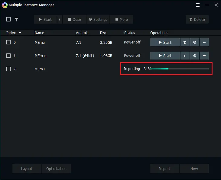 Importing multiple instance manager