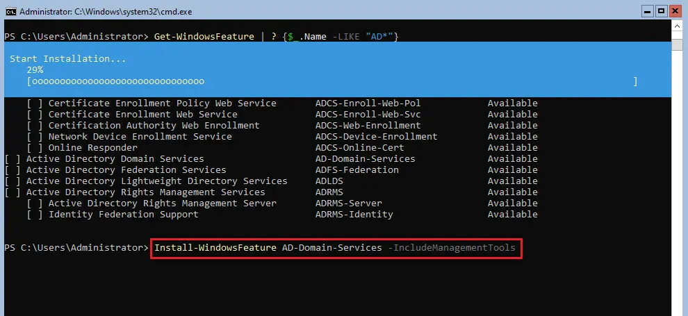 Install Active Directory Windows Server