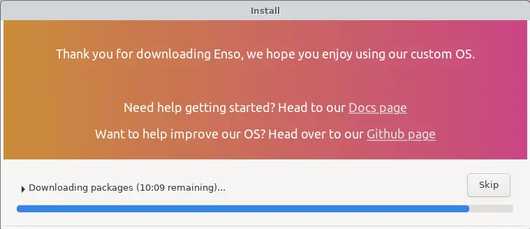 Install Enso OS downloading packages