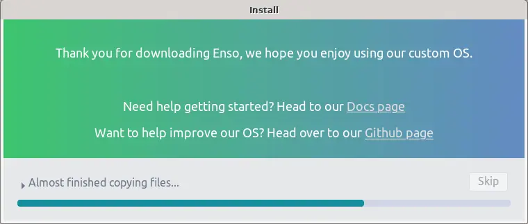 Install Enso OS downloading packages