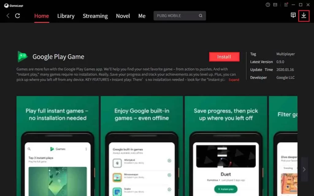 Install Google play game