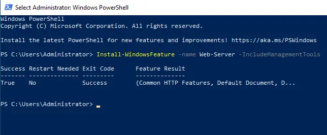 Install IIS PowerShell