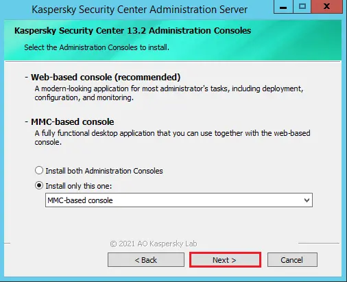 Install Kaspersky Security Center