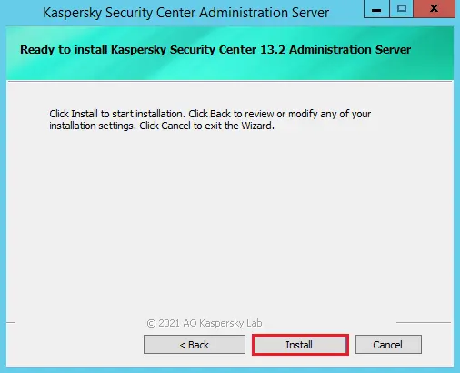 Install Kaspersky Security Center