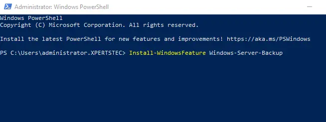 Install Windows Server Backup PowerShell