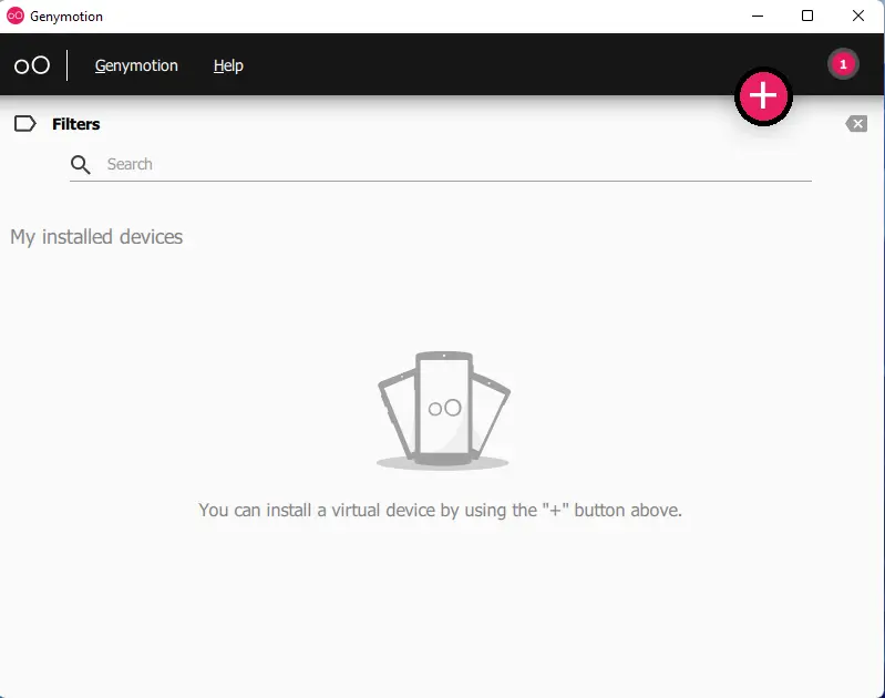 Install a virtual device genymotion