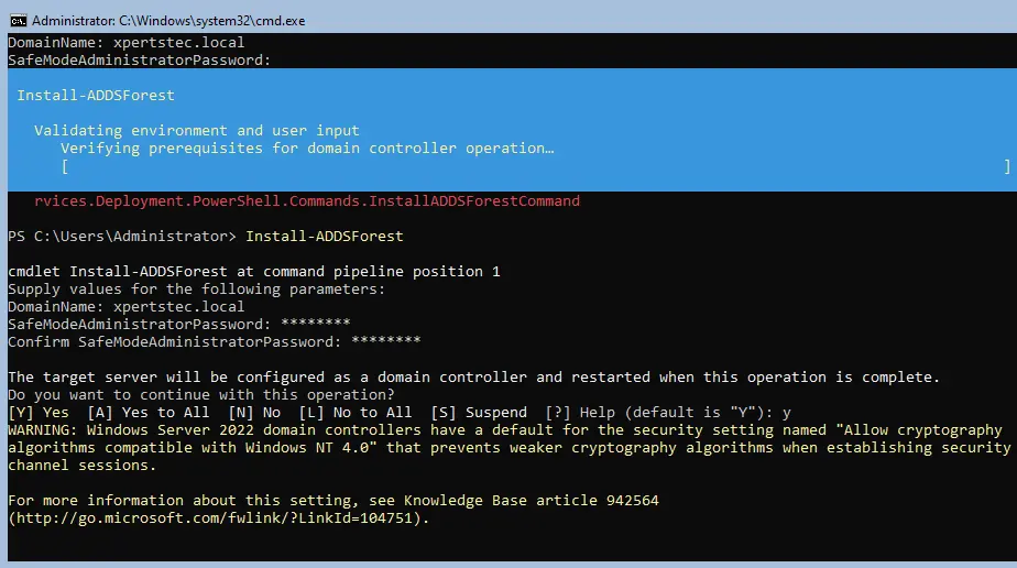 Install active directory server core