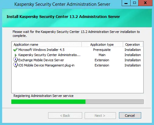 Installing Kaspersky Security Center