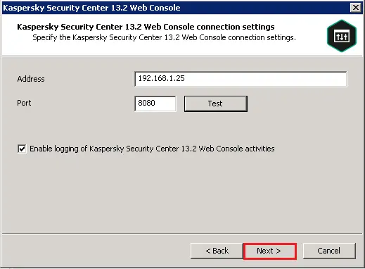 Kaspersky IP connection settings