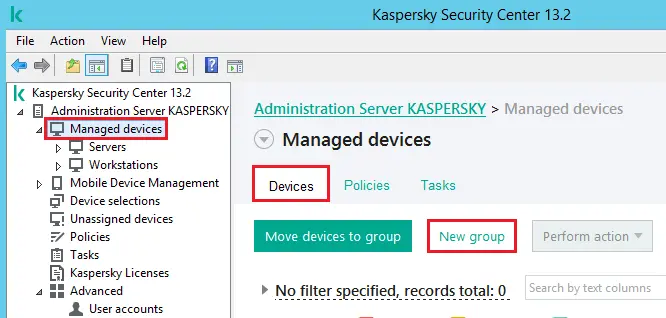 Kaspersky Managed devices