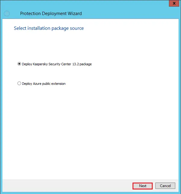 Kaspersky Protection deployment wizard