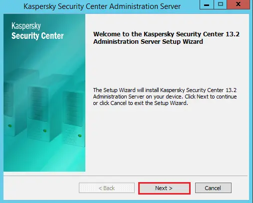 Kaspersky Security Center 13.2 setup wizard