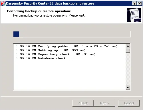 Kaspersky backup and restore