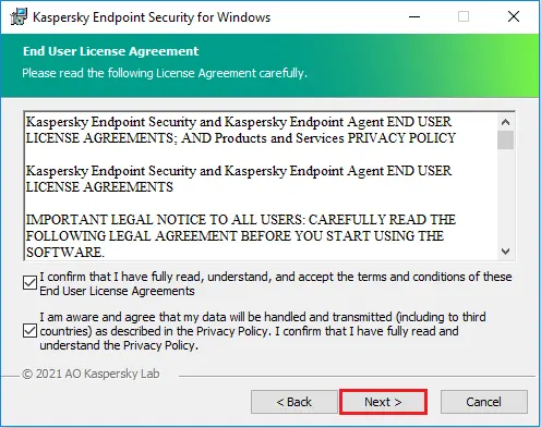 Kaspersky end user license agreement